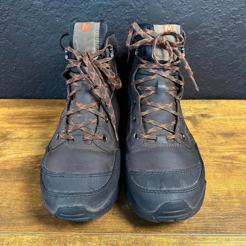 Merrell Polarand Rove J21127 Black Slate Leather Waterproof Hiking Boots Mens 10